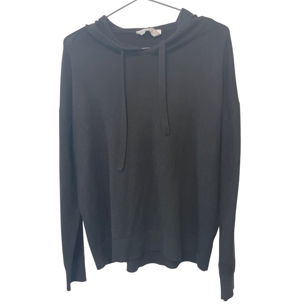 Womens Layering Grunge Cashmere Blend Hoodie Sweater Black Soot M